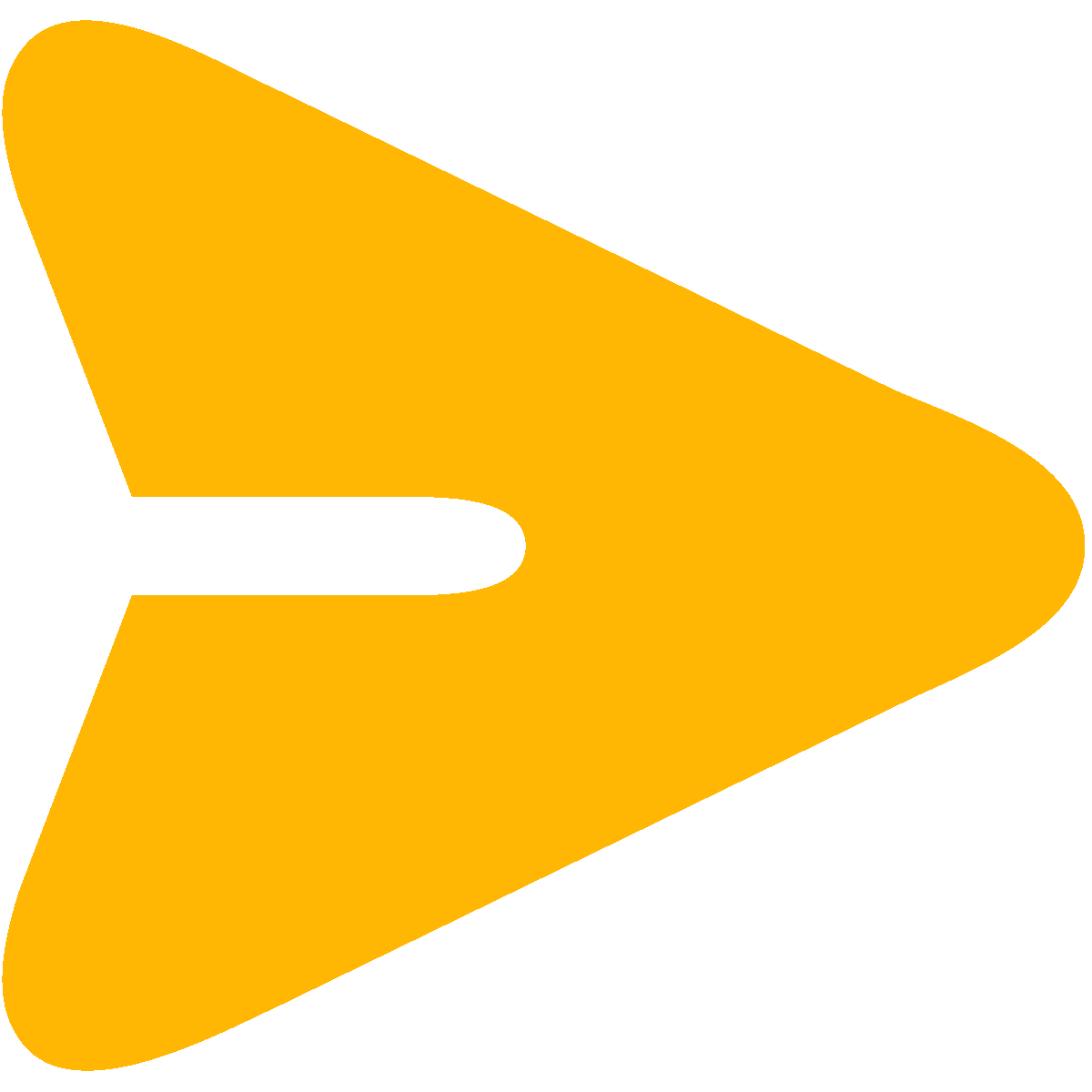 A yellow arrow pointing to the right with a white line through it.