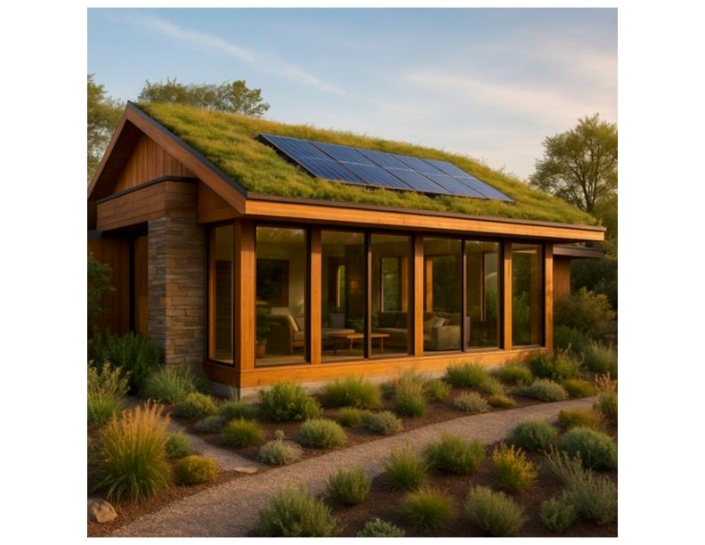 A group of people are working on a model house on a table.