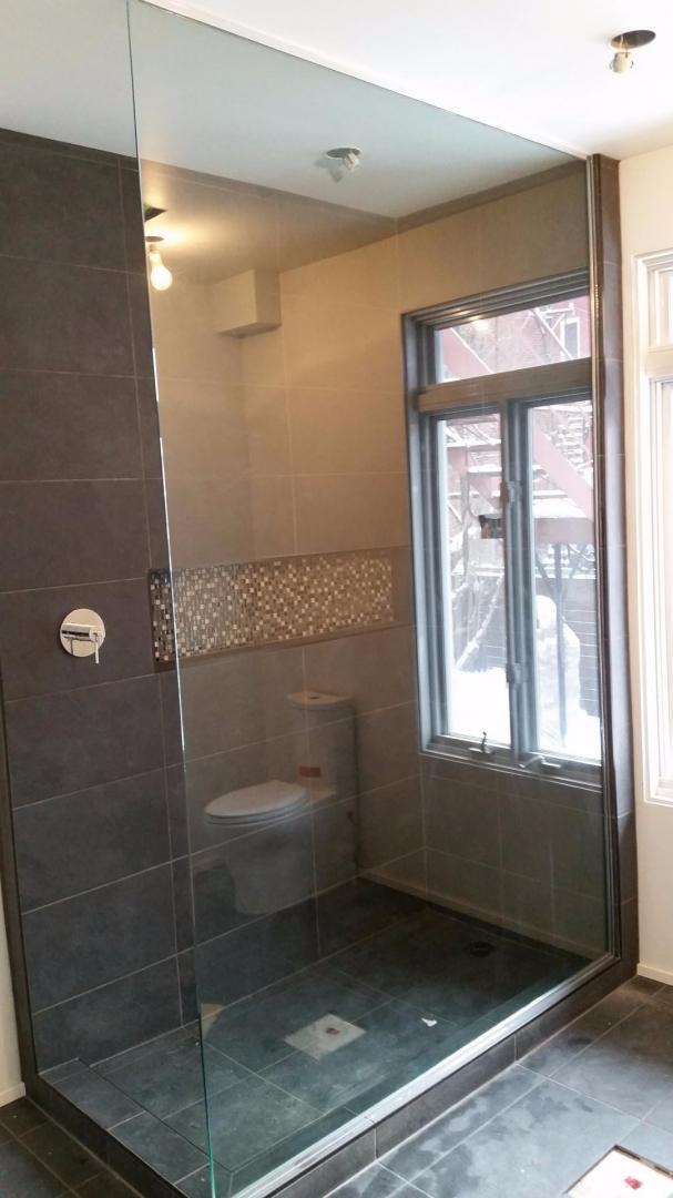 Une salle de bain avec douche à l'italienne et un WC.