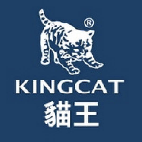 藍色背景上有一隻白貓的 Kingcat 徽標