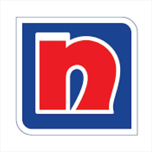 紅色、白色和藍色標誌,方框中帶有字母 n。