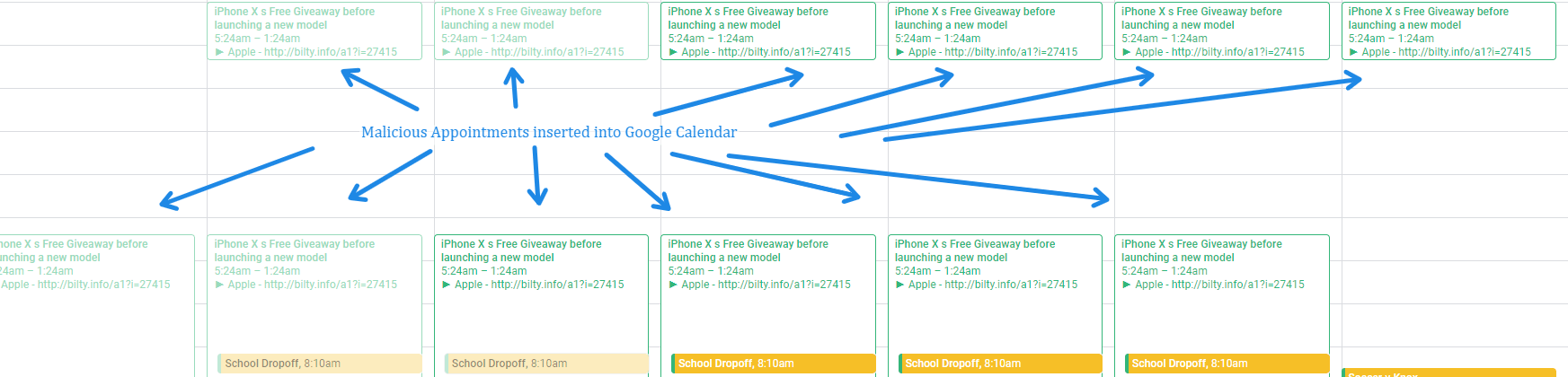 spam appointments in Google Calendar