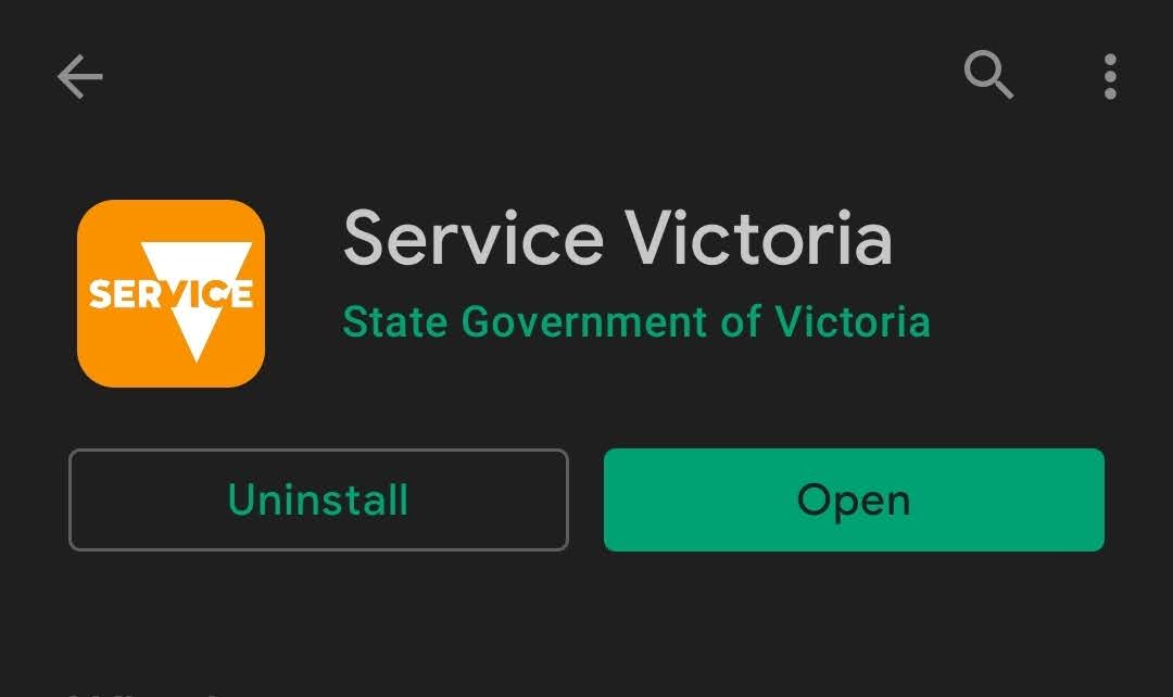 Service Victoria app in the Google Play store