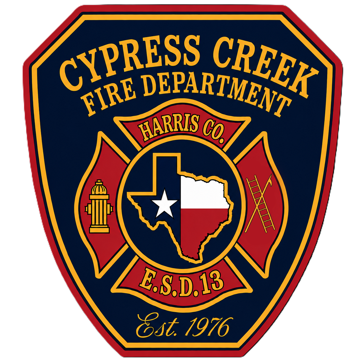 The logo for Cypress Creek fire rescue Harris co. Tx