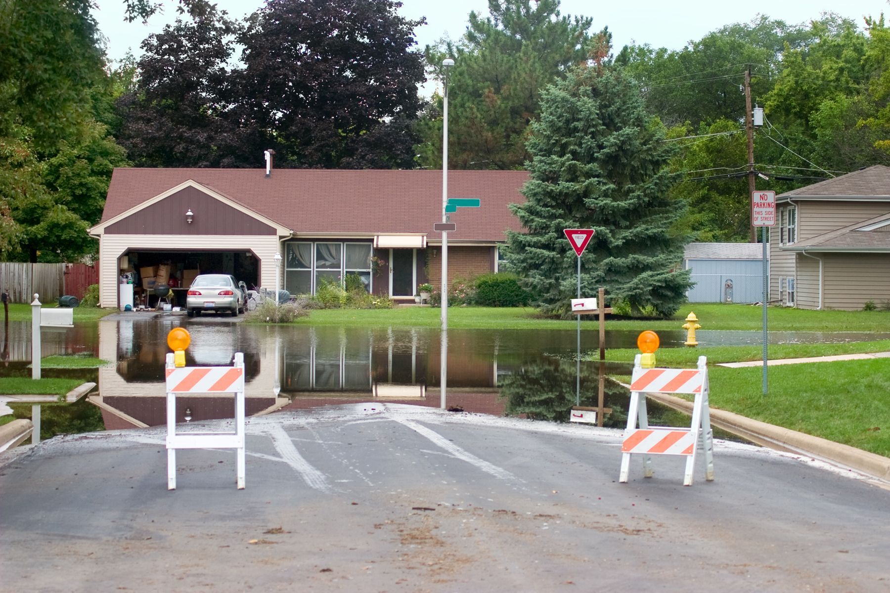 A Flooded Street with a No Parking Sign | Crittenden, KY | TAG
