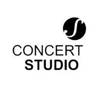 Un logotipo en blanco y negro para un estudio de conciertos con una letra s en un círculo.