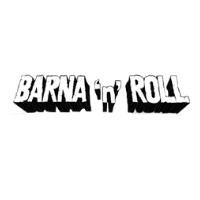 Un logotipo en blanco y negro para Barna n Roll sobre un fondo blanco.
