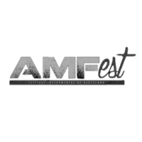 Un logotipo en blanco y negro para el festival Amfest en Barcelona.