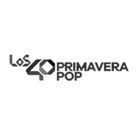 Un logo en blanco y negro para los 40 primavera pop.