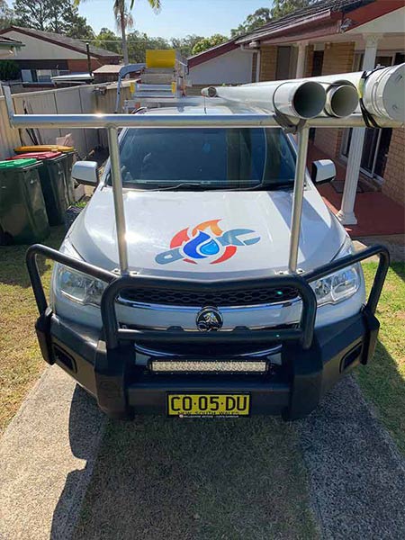 Richardson Plumbing Vehicle on Port Macquarie site for plumbing repairs