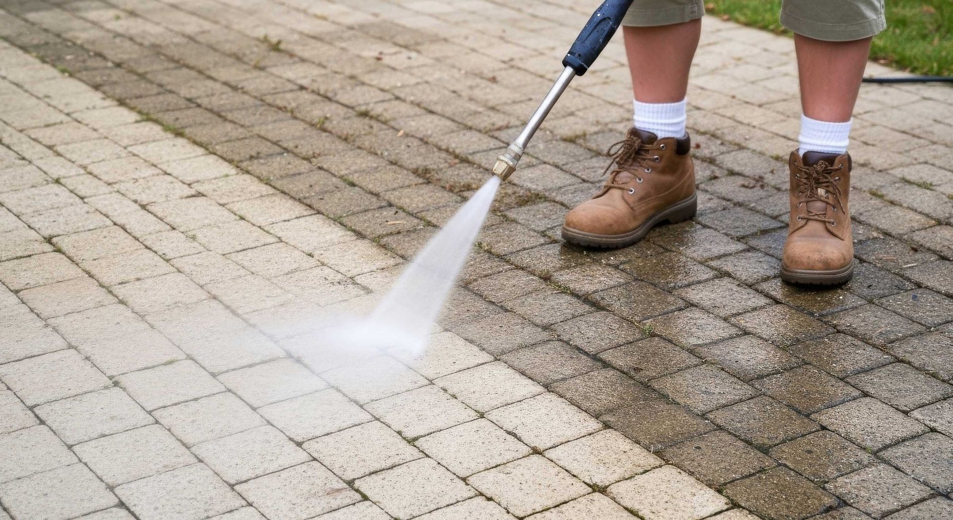 Driveway Pressure Cleaning Outside Coastal Home Parrearra