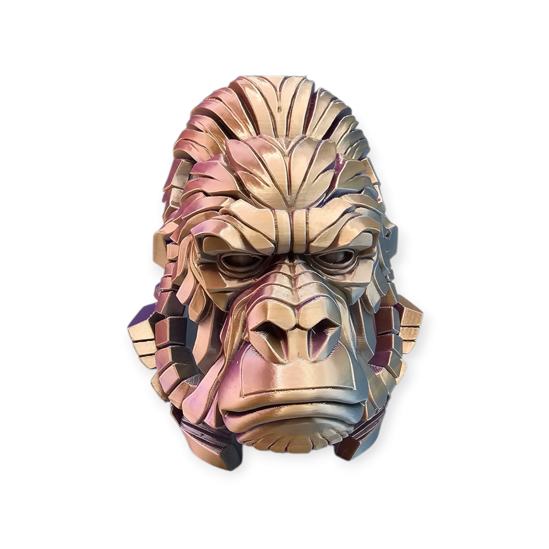 Gorilla kop – 3D-geprint beeld in multicolor filament | Moderne decoratie of sculptuur