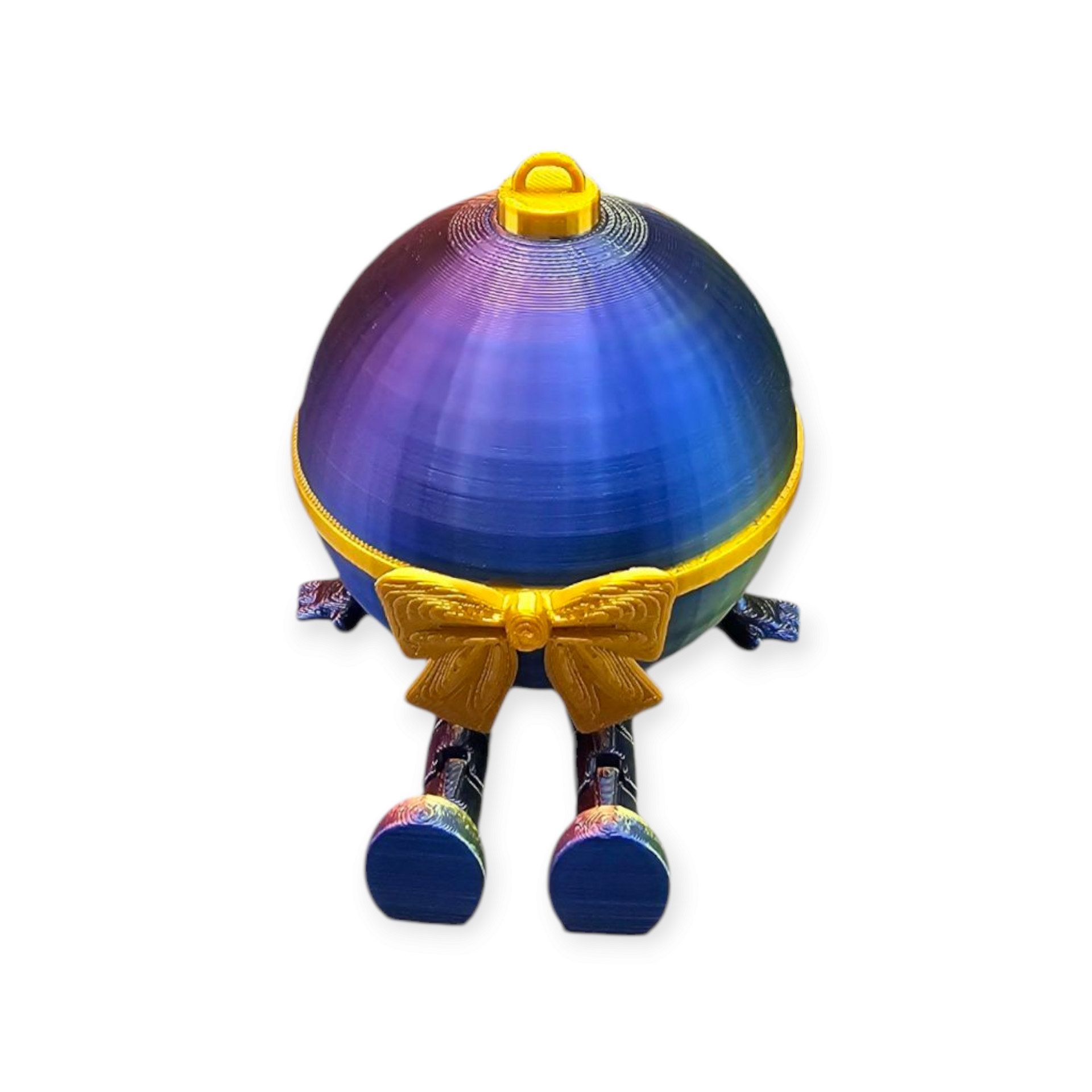 3D-geprinte Kerstbal met Beentjes en Strik - grappig - meerkleurig - uniek