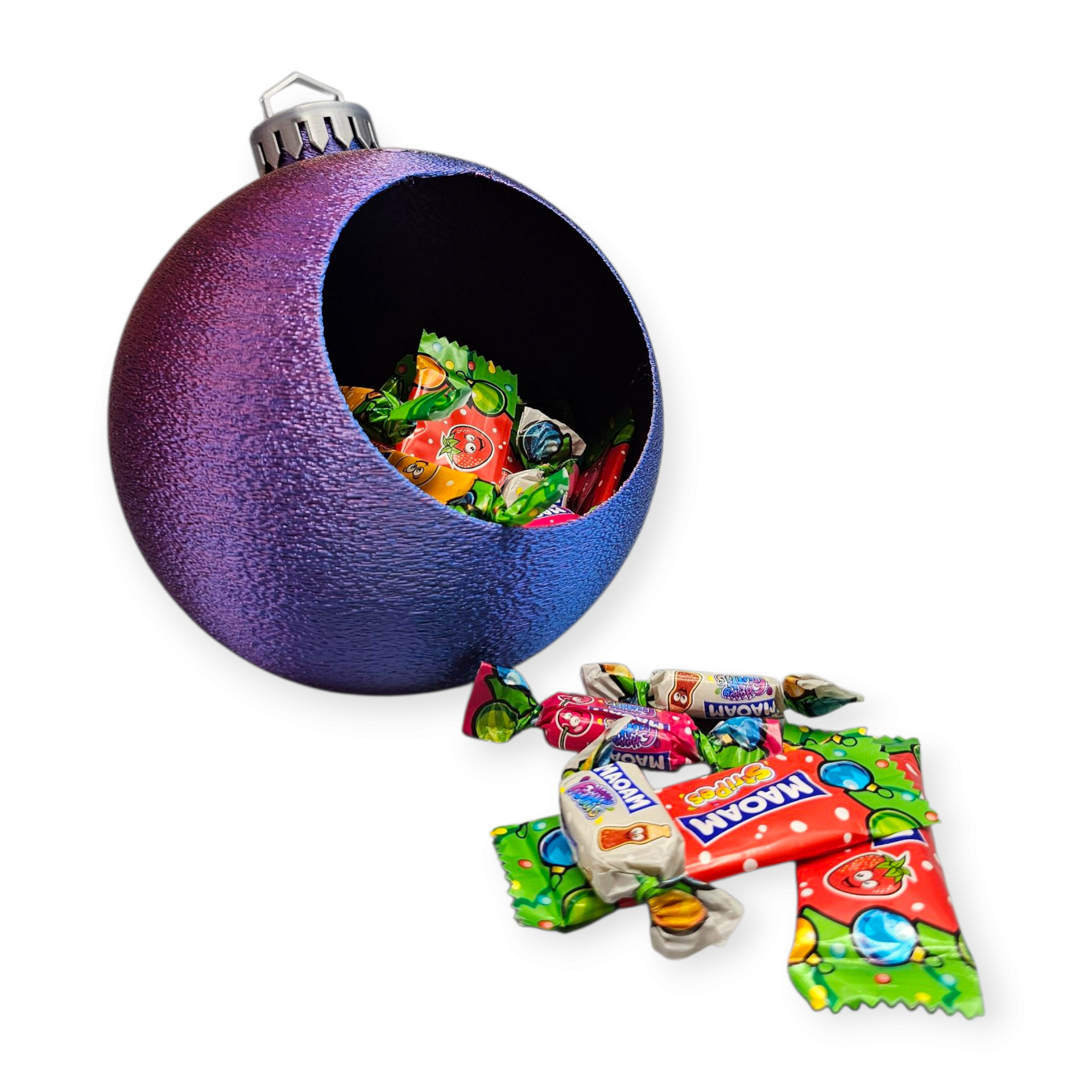 3D-geprinte Kerstbal met Opbergruimte – Unieke meerkleurige decoratie - fuzzy print