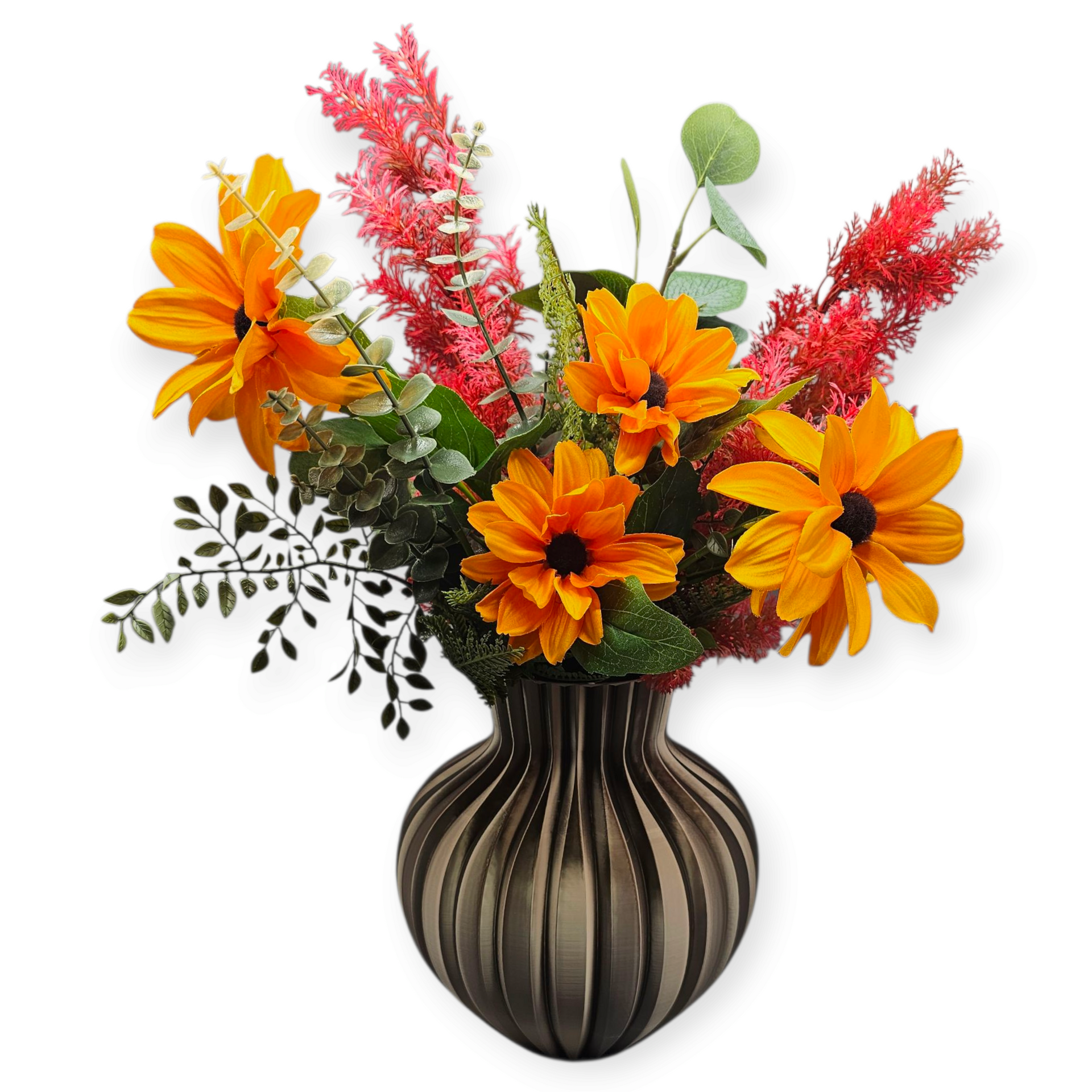 Droog/ zijdebloemenvaas Ribbelvaas - 3D geprint design - modern - trendy kleur