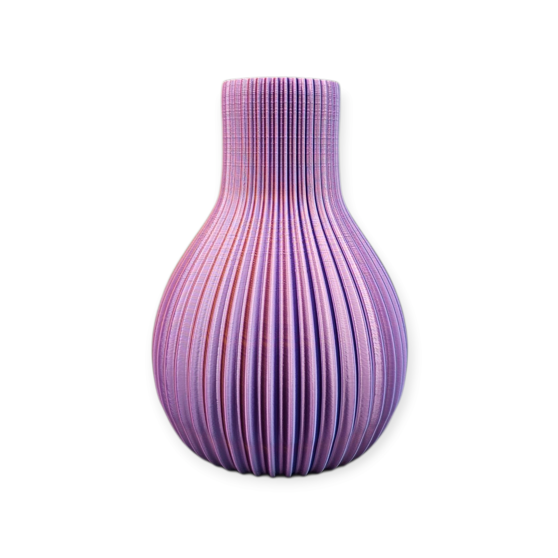 Paarse geribbelde vaas.