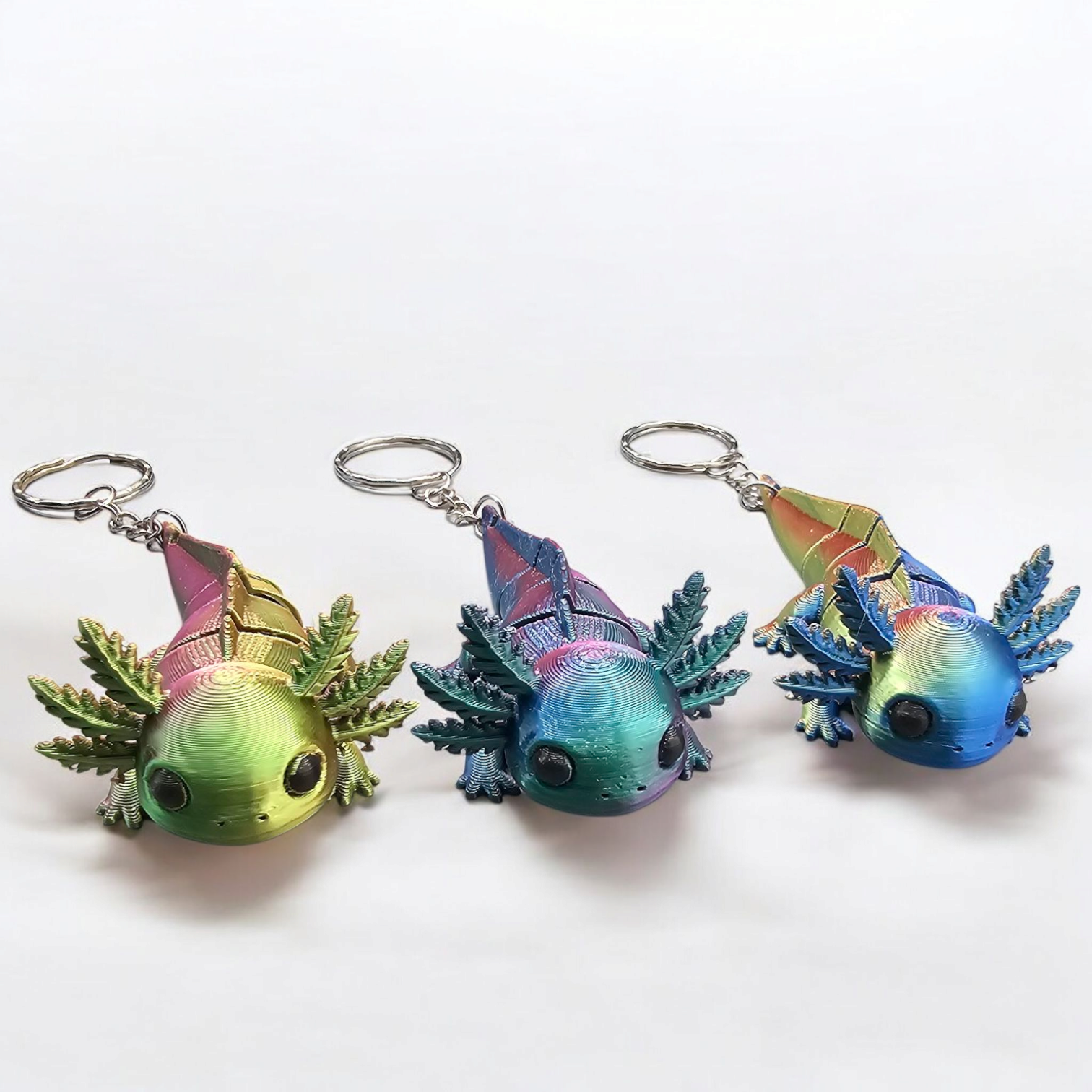 Flexi Axolotl Sleutelhanger - trendy - meerkleurig - 3D geprint - duurzaam