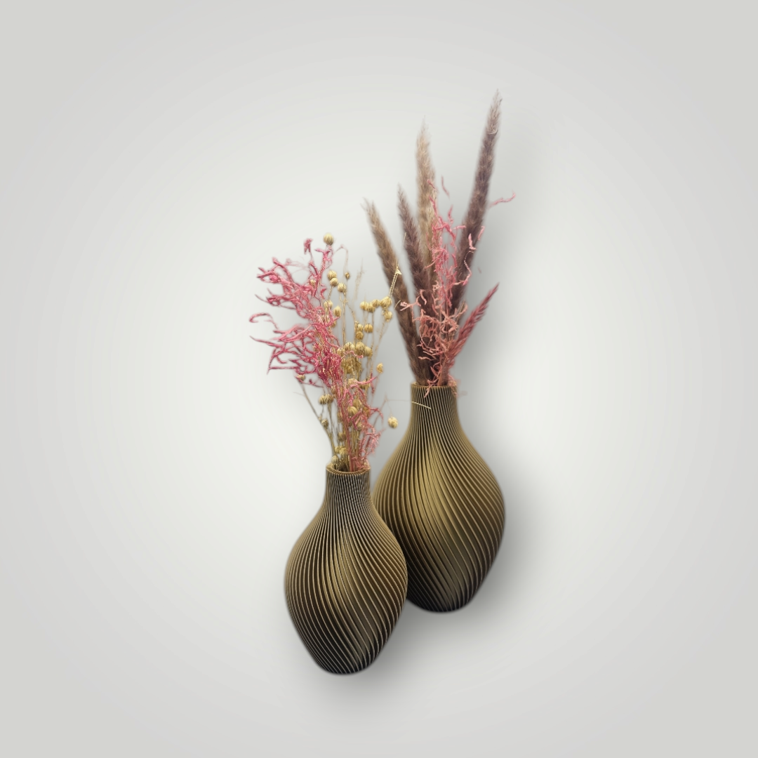 droog/zijdebloemen vazen Jade set van 2  (in 9 verschillende kleuren ) - 3D geprint - minimalistisch - uniek