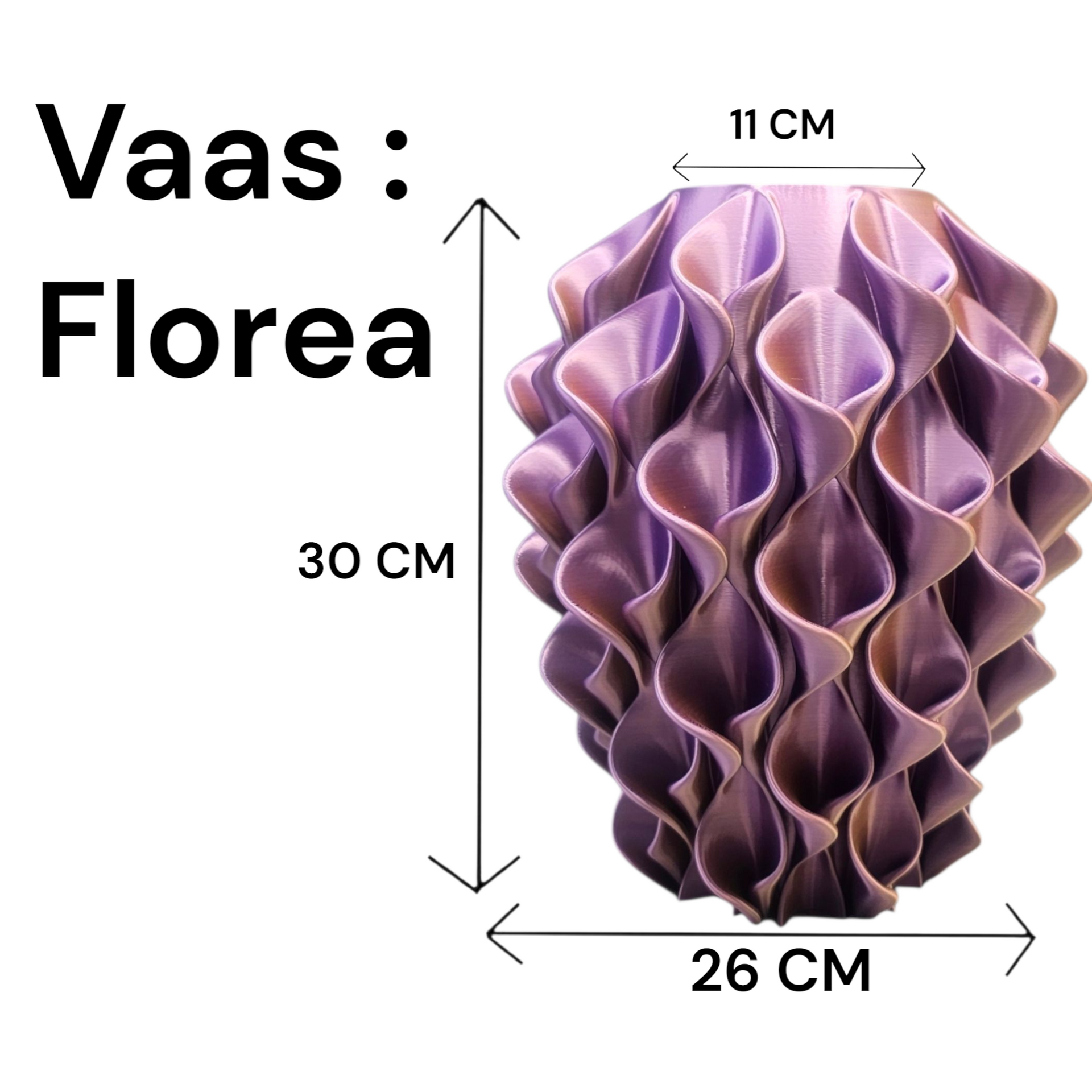 Een paarse, gestructureerde vaas genaamd