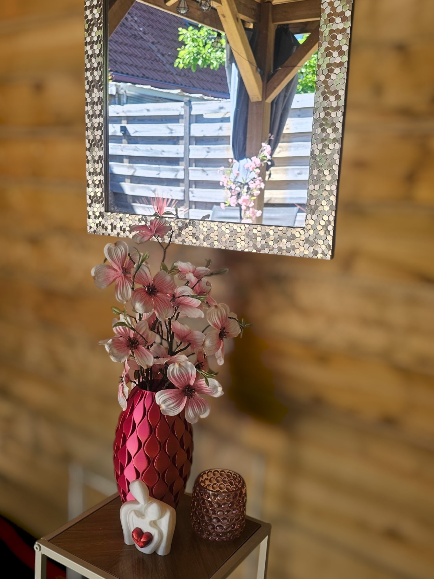 Droog/zijdebloemenvaas Cellara 24cm - 3D geprint - meerkleurig - duurzaam - uniek