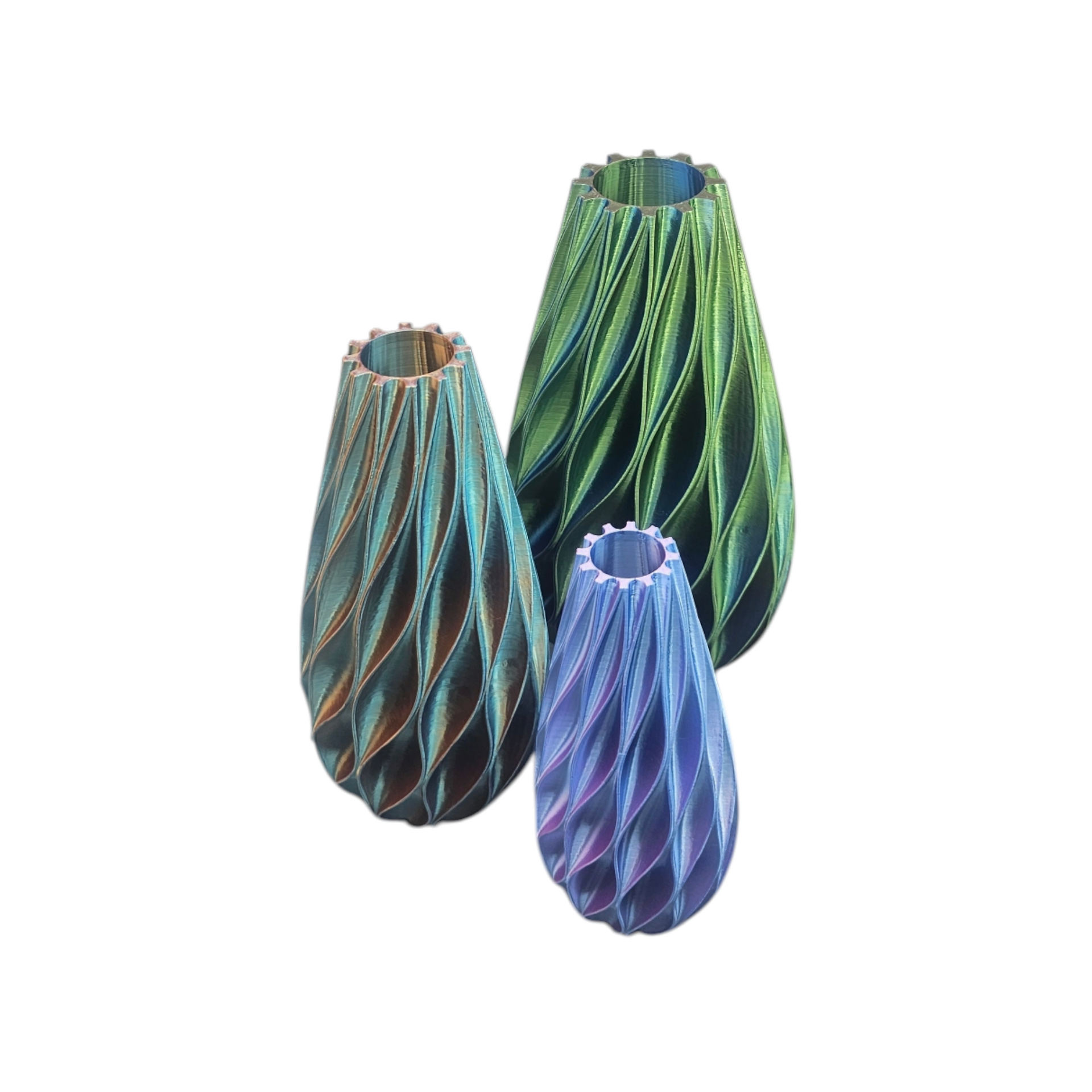 Droog/zijdebloemenvaas Diamand 25cm - 3D geprint - meerkleurig - design - trend