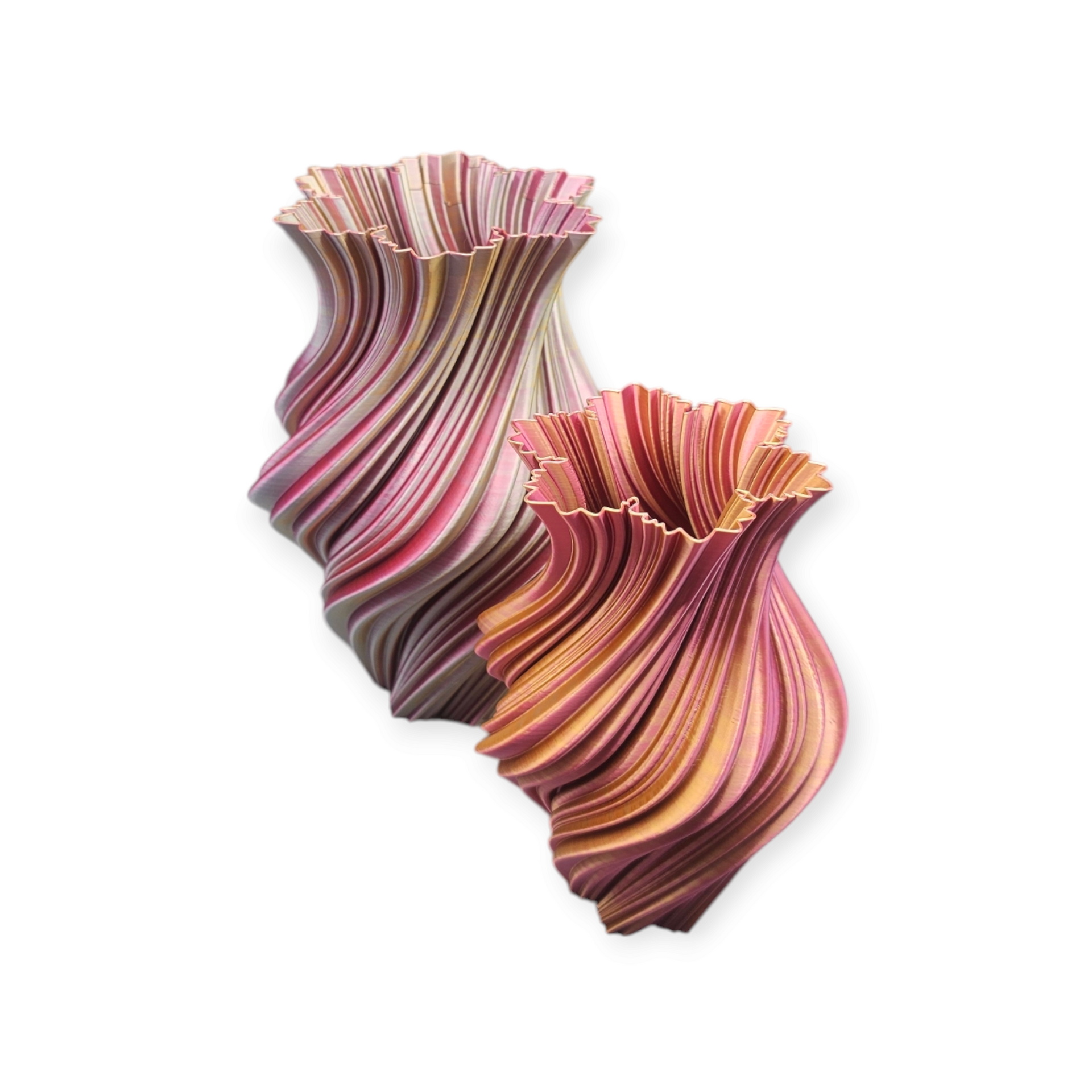 Droog/zijdebloemenvaas Helixa klein - 3D geprint - meerkleurig - speels - modern