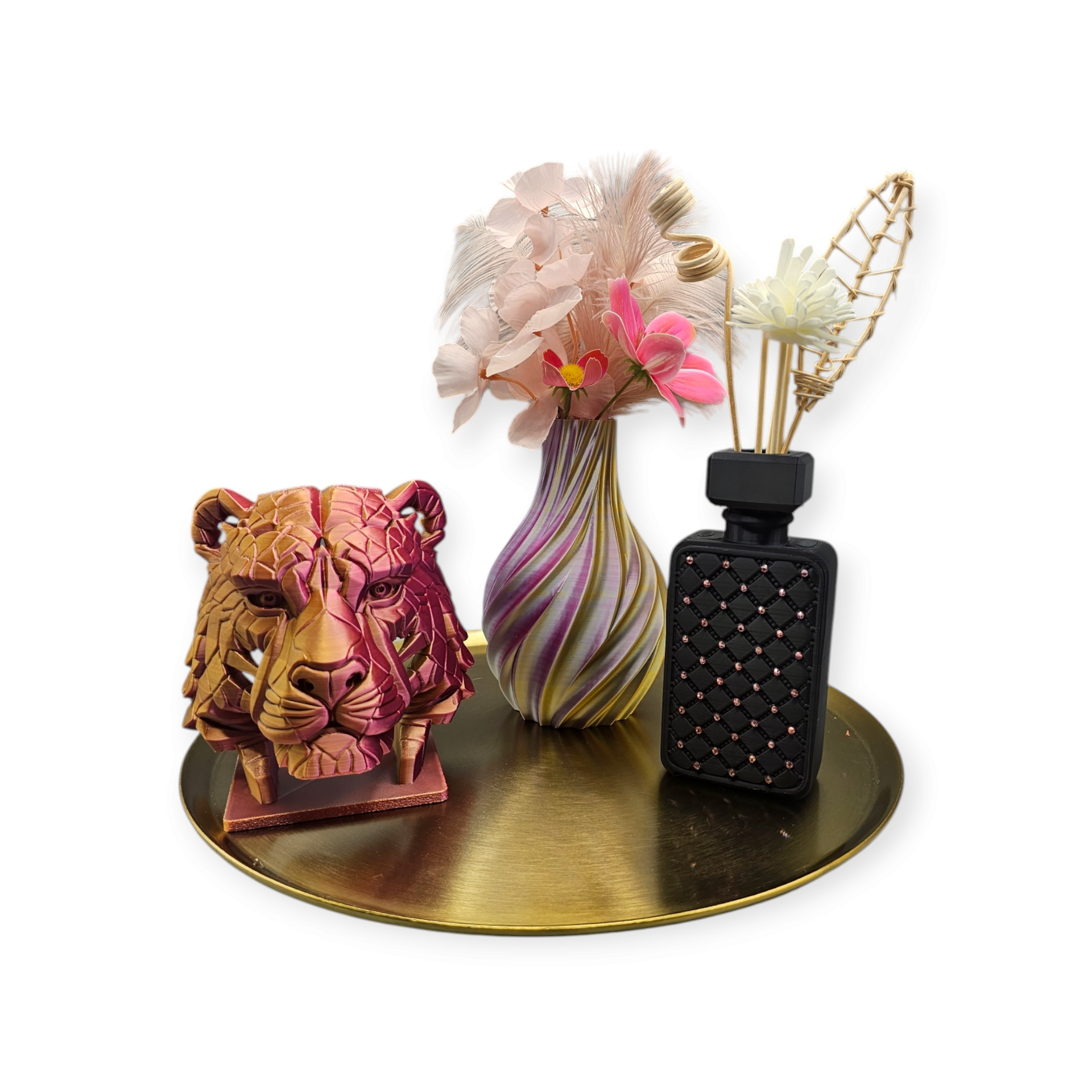 Droog/ zijdebloemenvaas Vortica - 3D geprint - uniek - meerkleurig - trend