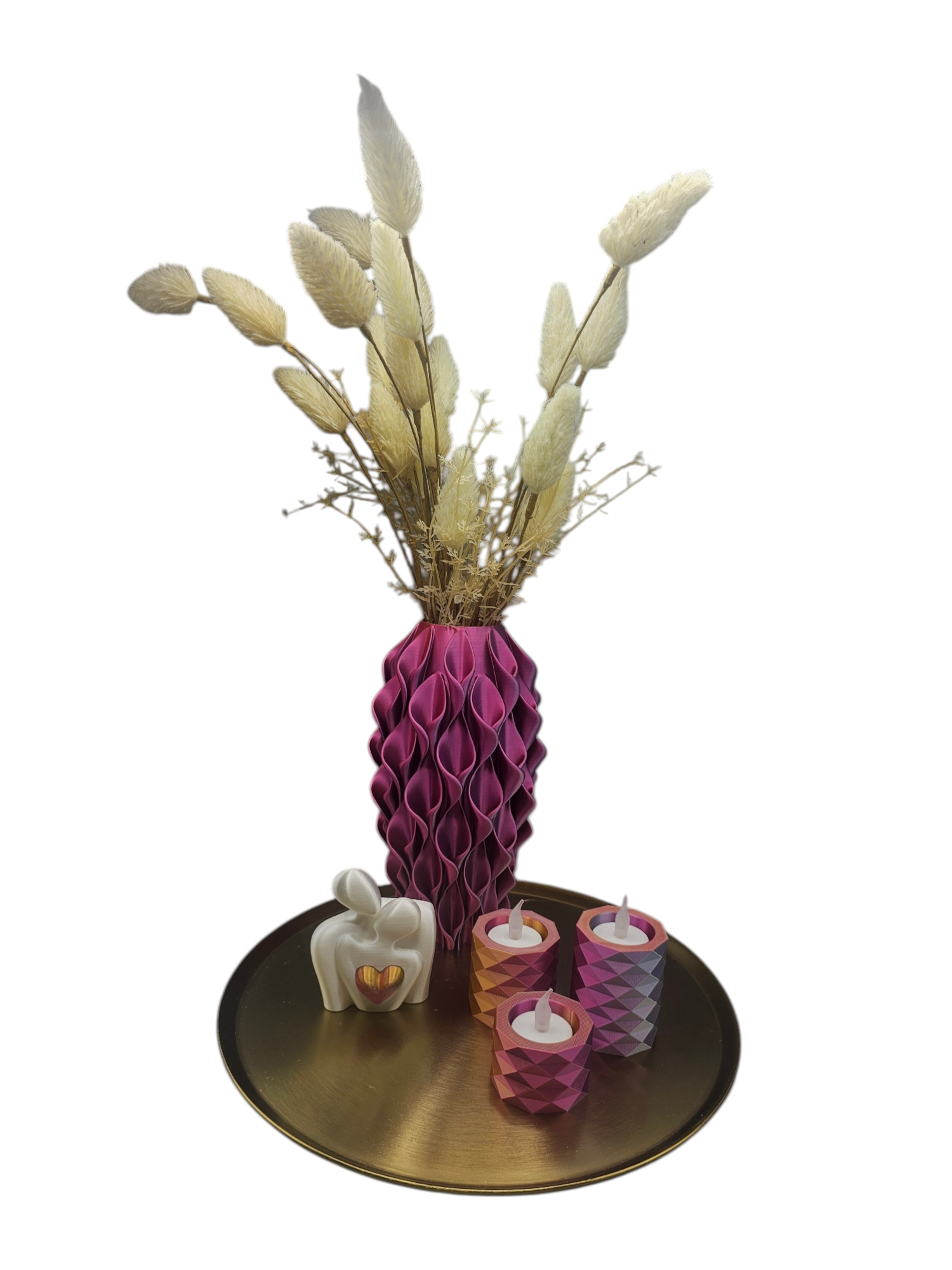 Droog/zijdebloemenvaas Flora - 3D geprint - uniek - meerkleurig - trending - modern