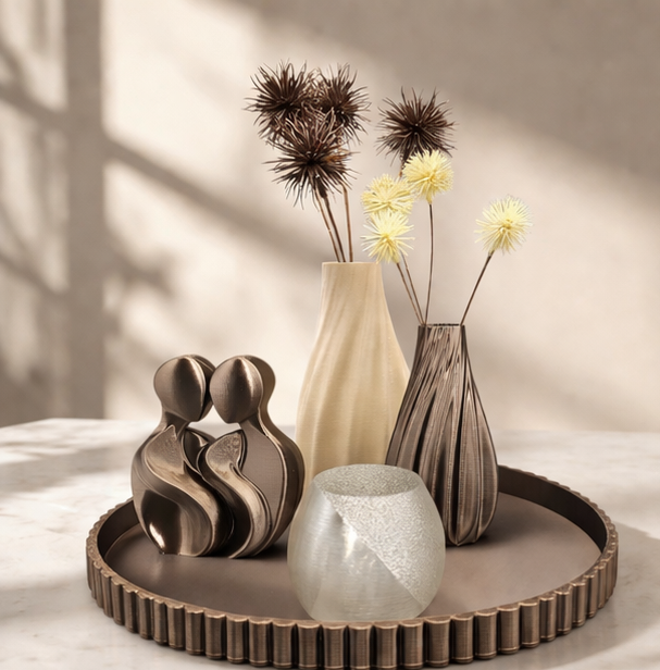 Complete Woondecoratie Set — Copper gold Saffier Harmony - tafeldecoratie - uniek - duurzaam - modern