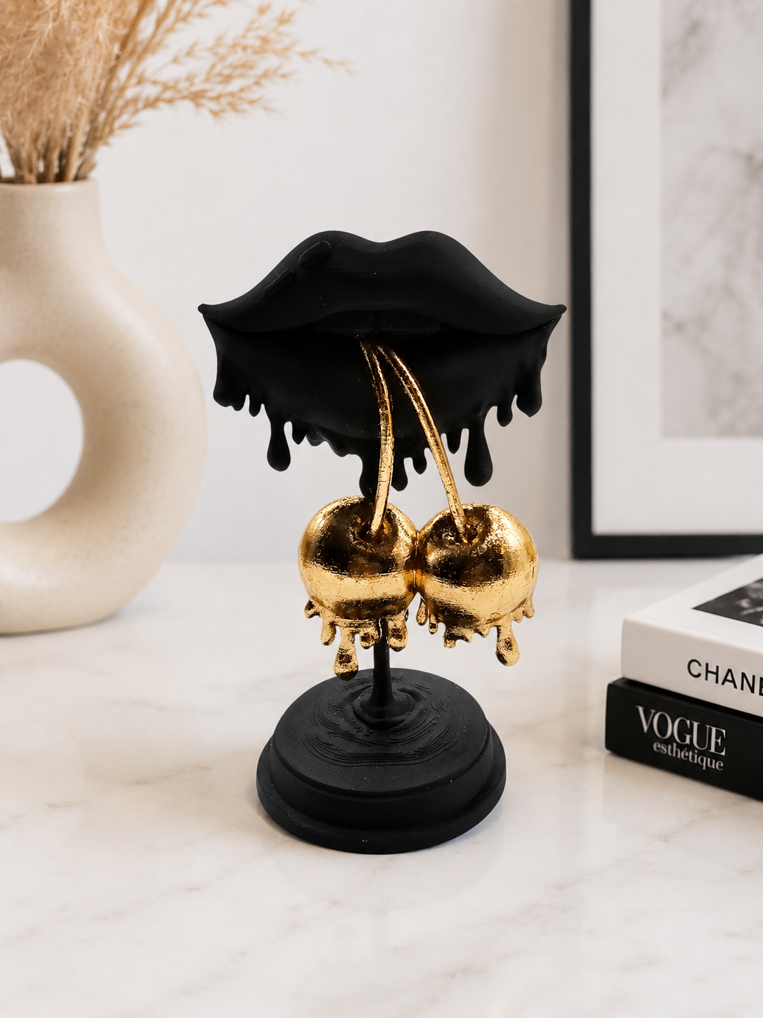 Luxury Layerzz – Cherry Lips | Black & Champagne Gold - Sculptuur - eyecatcher - cadeau