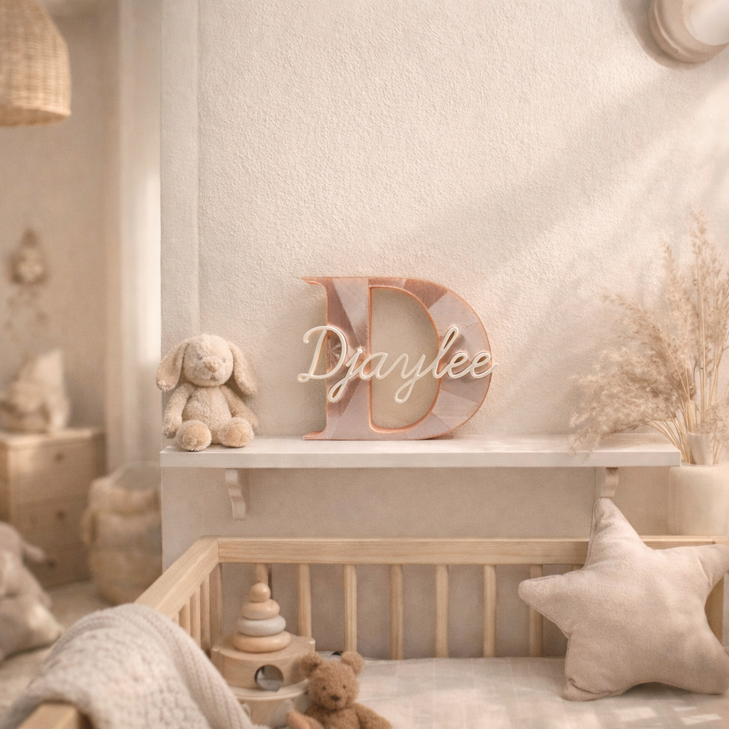 Een groene houten letter N met 