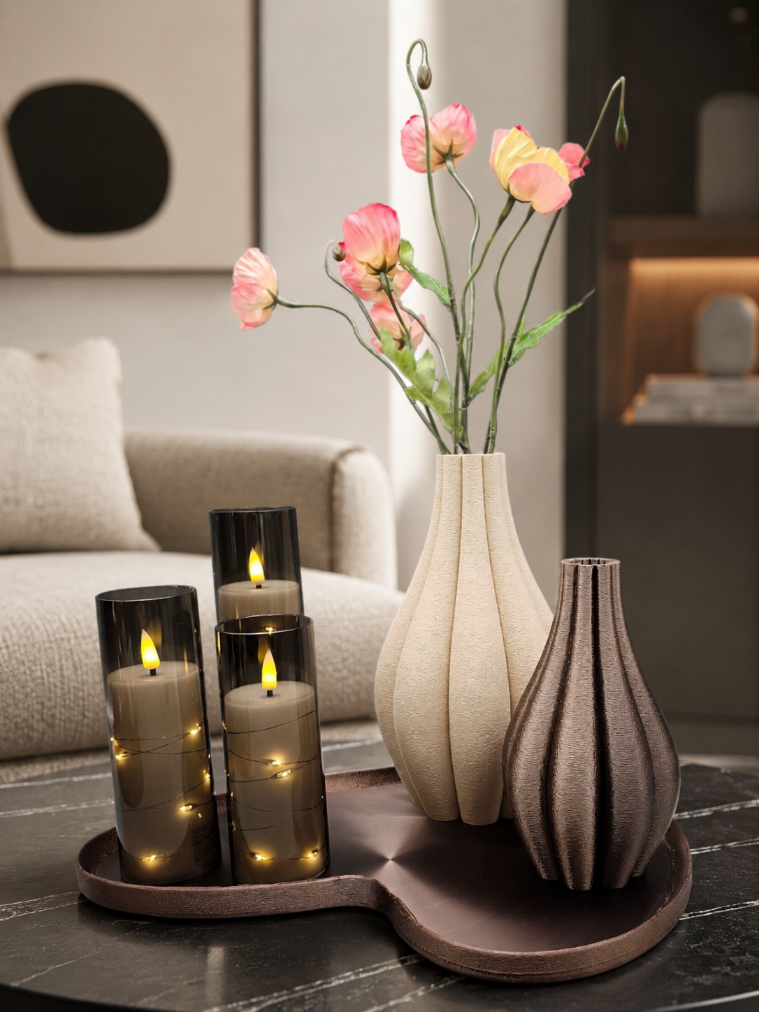 Complete Woondecoratie Set — Soft Glow Elegance - uniek - Duurzaam - japandi