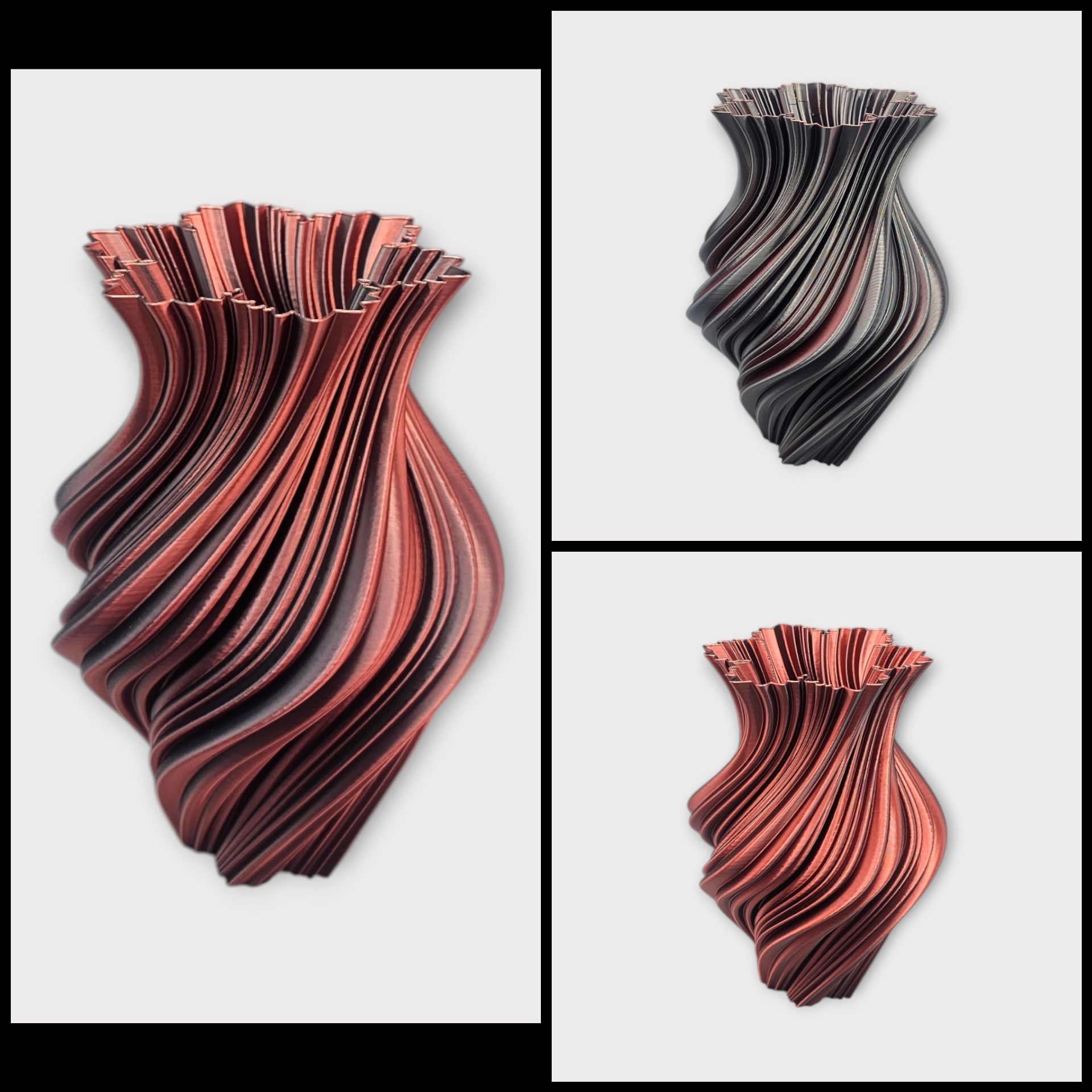 Droog/zijdebloemenvaas Helixa groot 3D geprint - meerkleurig - speels - modern