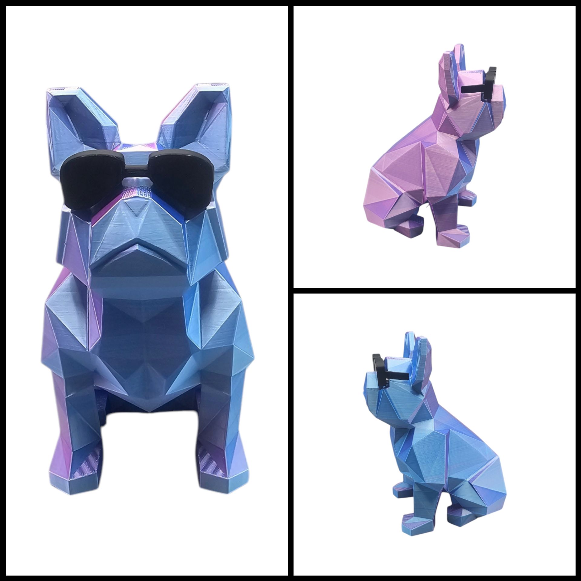 Stoere hond met bril 17cm - 3D geprint - uniek - meerkleurig - grappig - bulldog