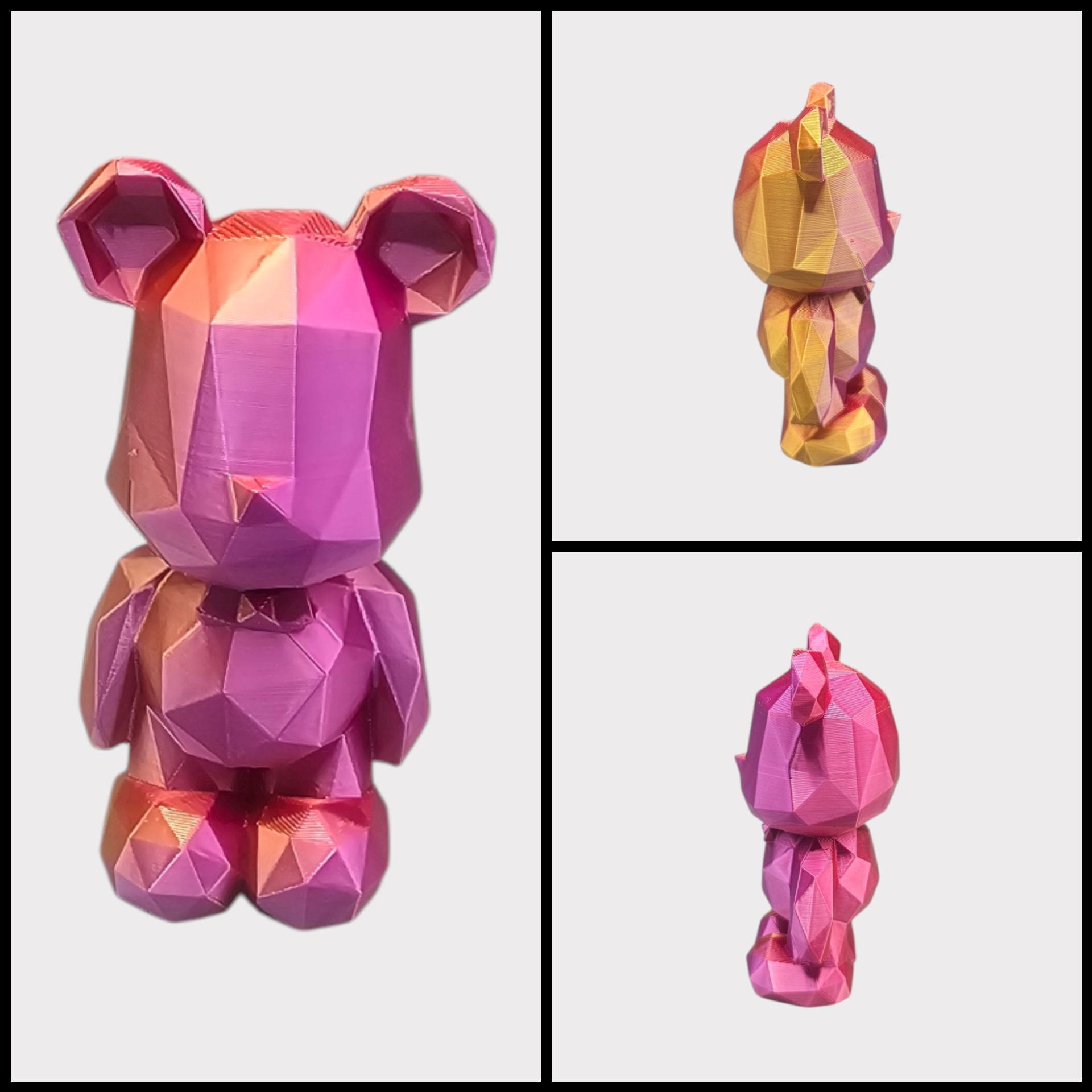 Geometrisch beertje - 3D geprint - meerkleurig - grappig - speels