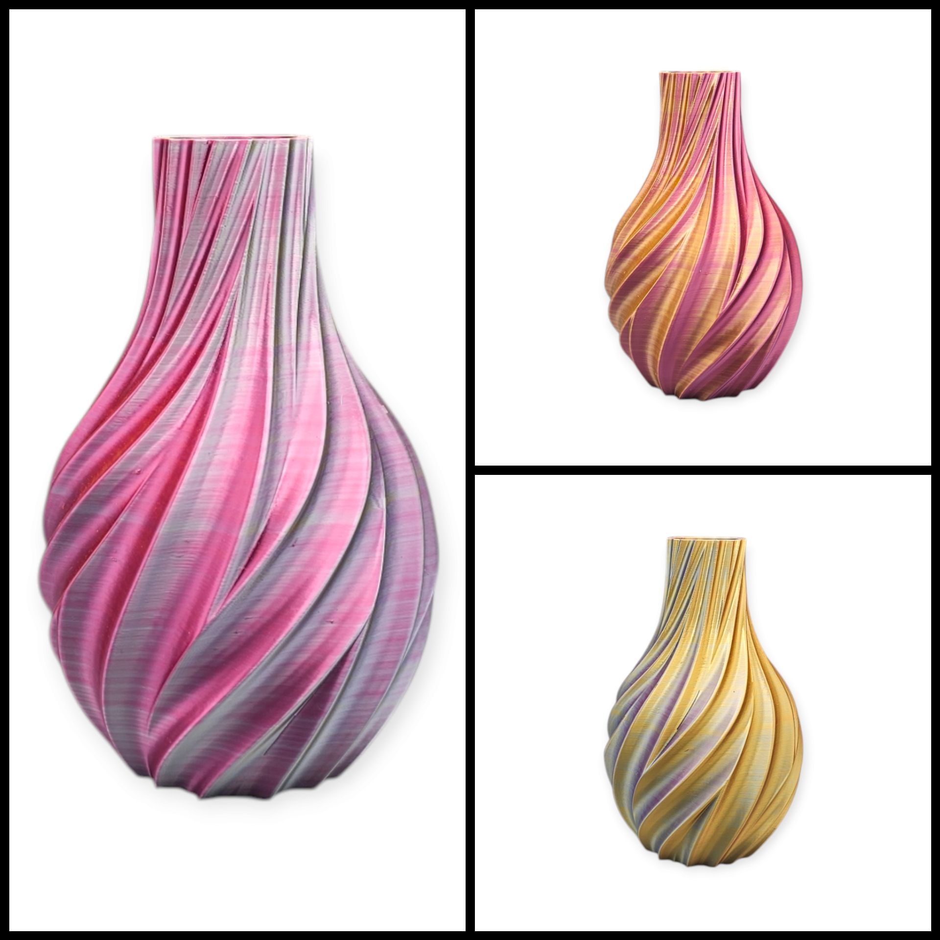 Droog/ zijdebloemenvaas Vortica - 3D geprint - uniek - meerkleurig - trend