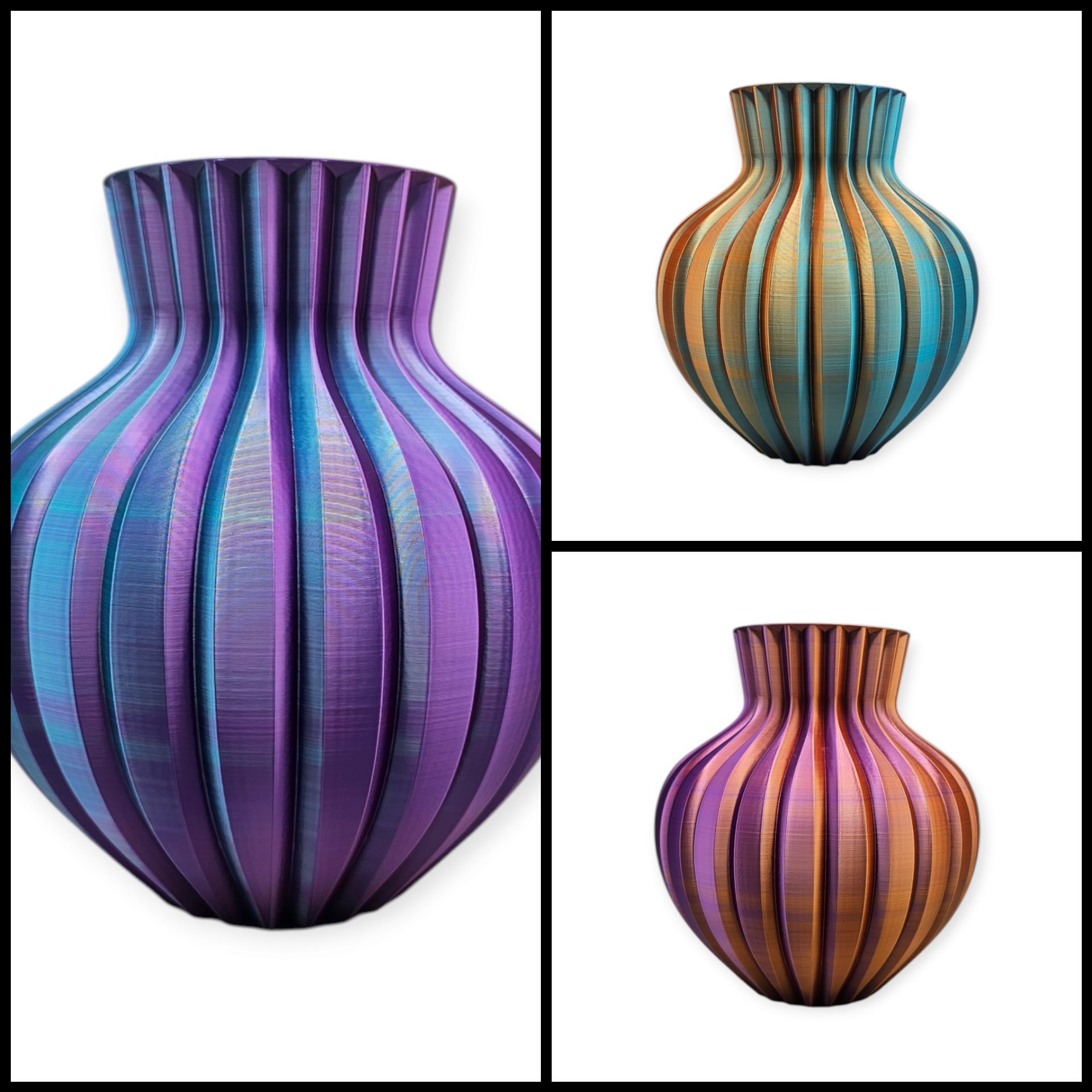 Droog/ zijdebloemenvaas Ribbelvaas - 3D geprint design meerkleurig - modern interieur