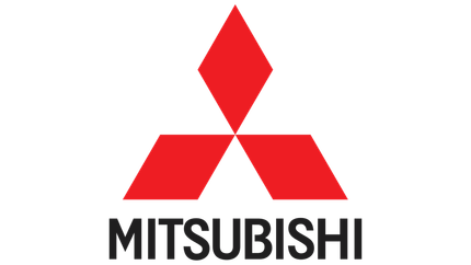 Logo Mitsubishi, forma di diamante rosso sopra la scritta "MITSUBISHI" in nero.