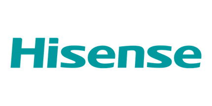 Logo Hisense in verde acqua su sfondo bianco.