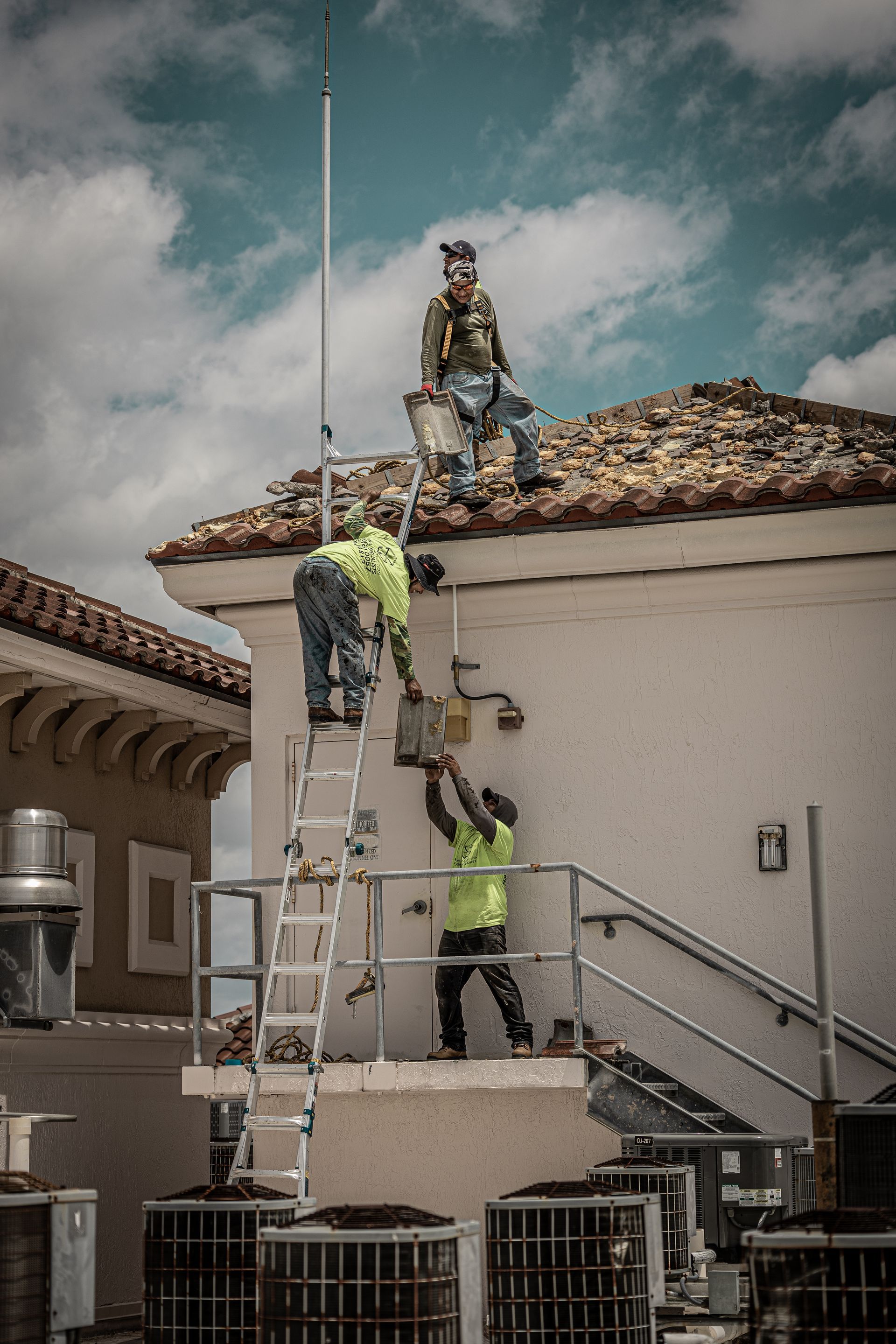 A group of people are working on a construction site.