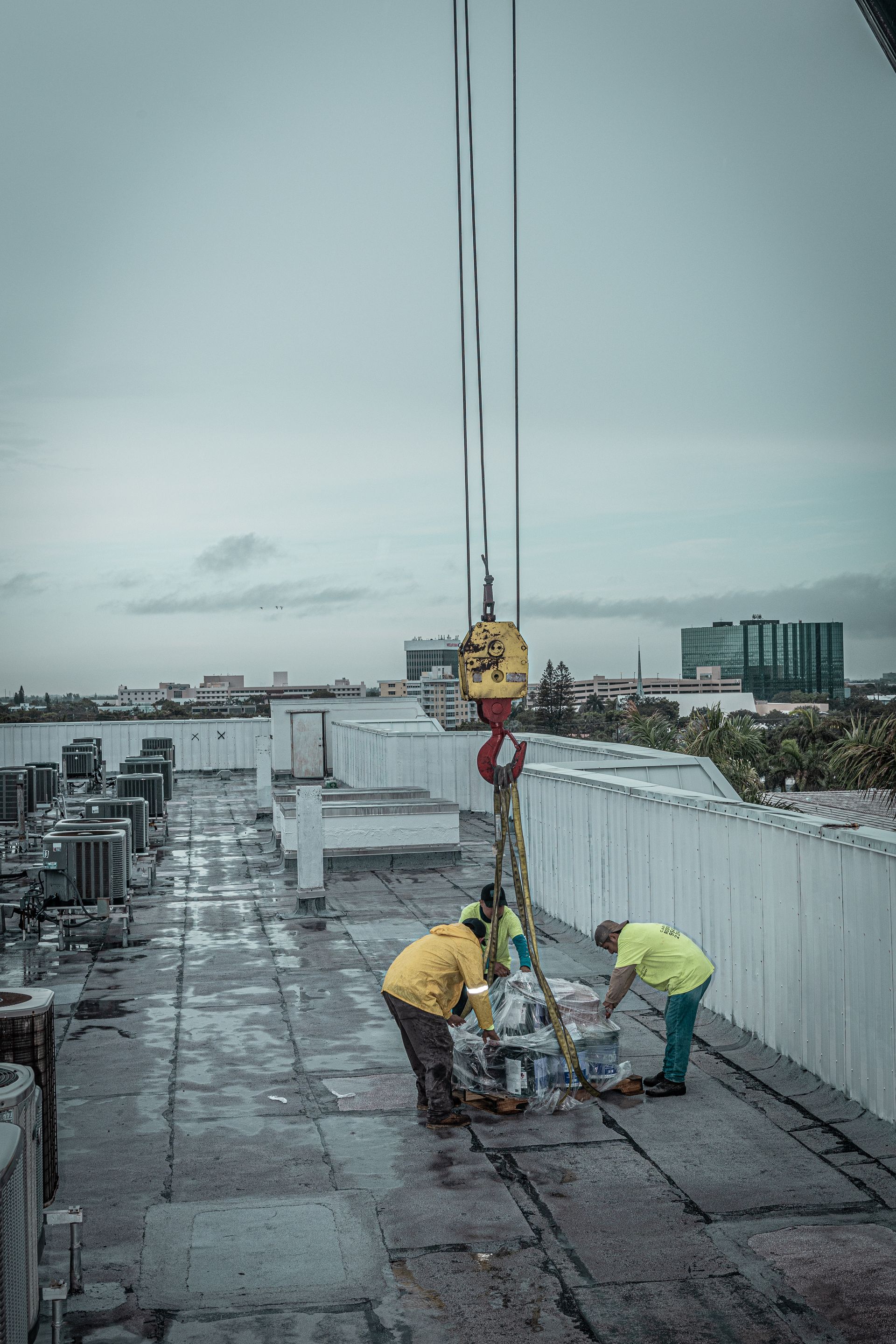 A group of people are working on a construction site.