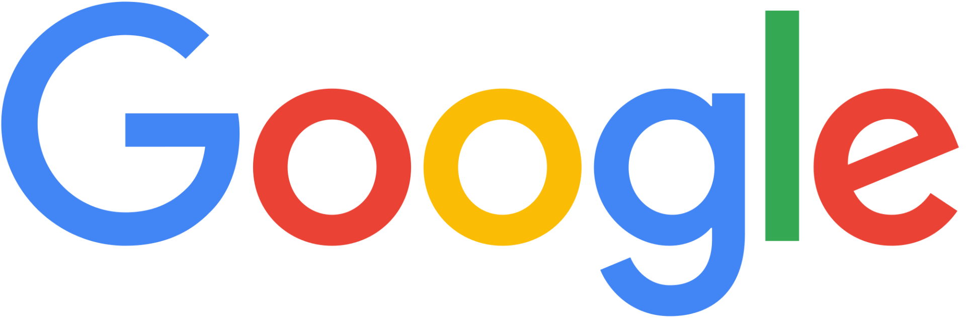 A google logo with a rainbow of colors on a white background