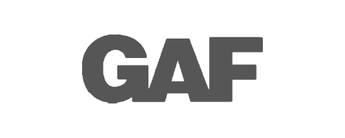 A black and white logo for gaf on a white background.