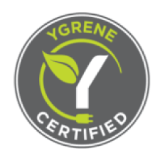A ygrene certified logo with a green leaf and an electric plug.