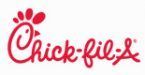The chick-fil-a logo is red and white and has a chicken on it.