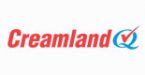 The creamland logo is red and blue with a check mark.
