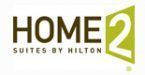 The logo for home 2 suites by hilton is green and black.