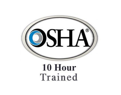 A logo for osha that says 10 hour trained