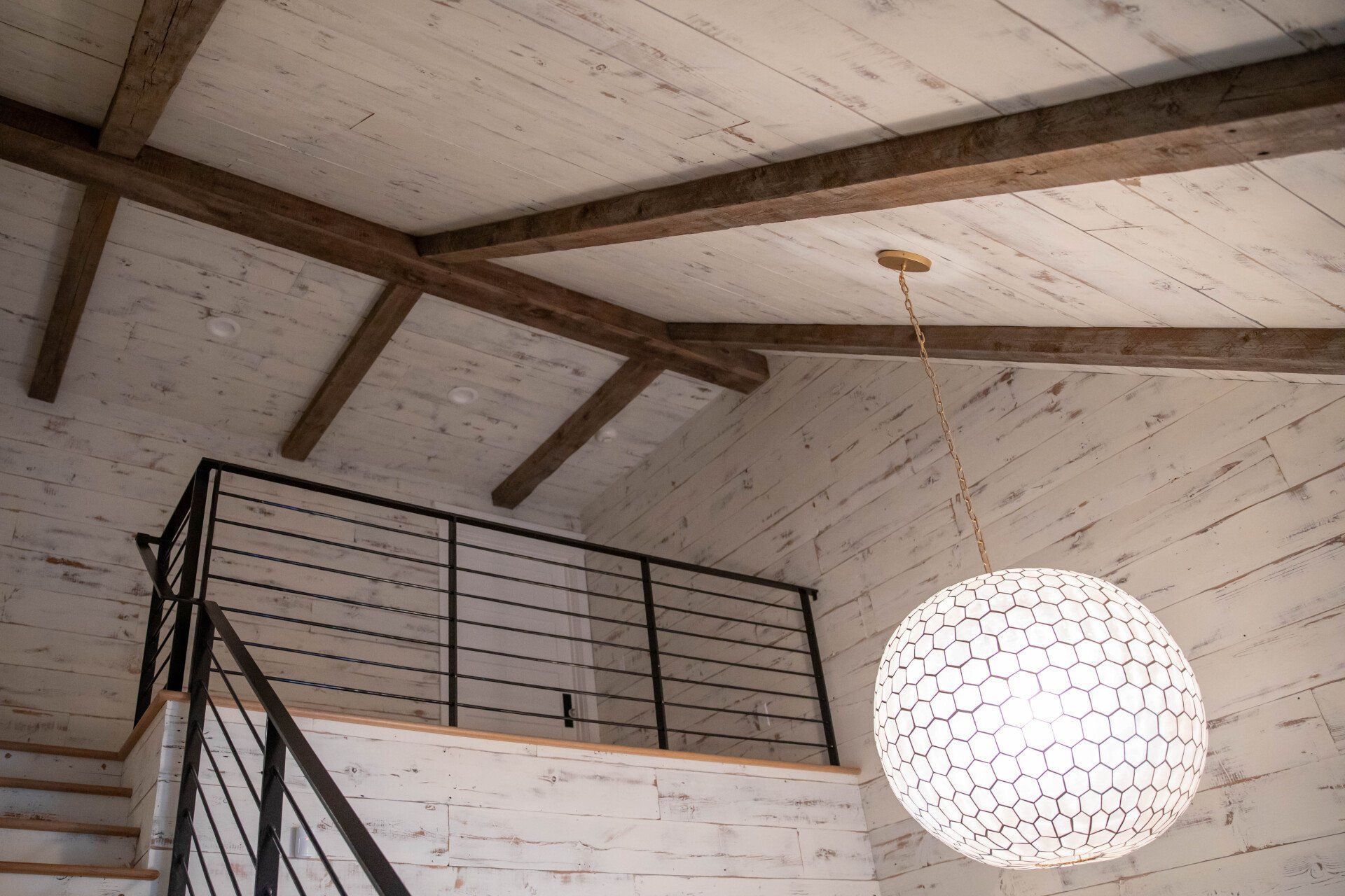 ceiling, ceiling cladding, ceiling beams, wall cladding, white wash,