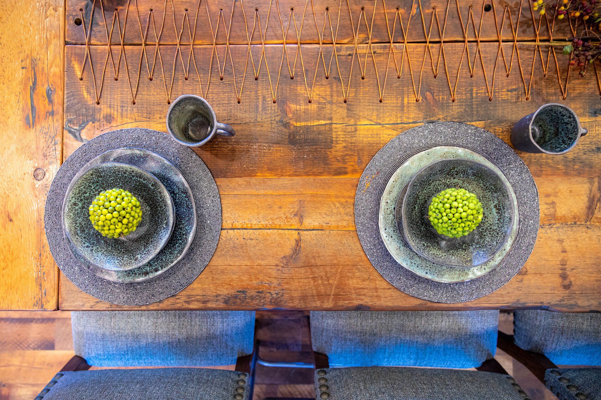 rante, table, dining table, copper stitch